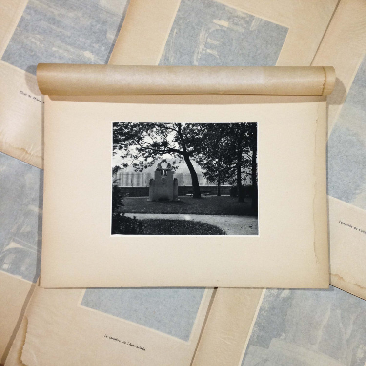 monument xavier privas salendre gravure héliogravure ancien blanc et demilly noir et blanc lyon papier 1930 bouquiniste