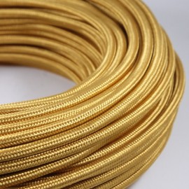 cable electrique couleur fil textile vintage tissu jaune vieil or doré rond lampe luminaire coloré