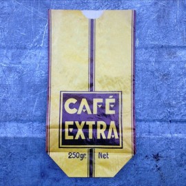 vintage paper bag cofee extra 250grs 1950 1960 yellow black