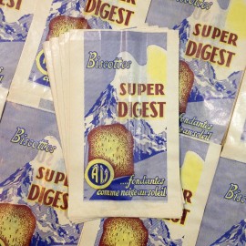 digest rusks paper bag antique vintage  grocery 1960 blue stripe