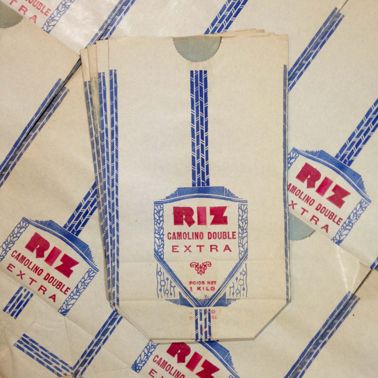 camolino paper bag rice antique vintage grocery 1950