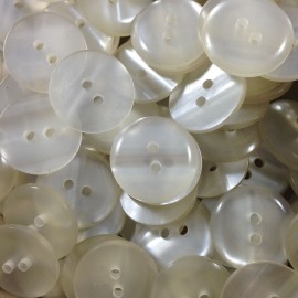 bouton fantaisie plastique blanc strié transparent ancien vintage 18mm mercerie 1960