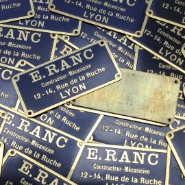 e.ranc plaque laiton métal ancien vintage garage usine 1950