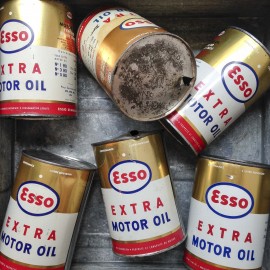 boite esso pot ancien vintage métal garage motor oil extra 1950