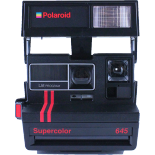 polaroid supercolor 645 instant camera 600 color flash 1980 red and black