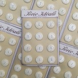 buttons card 12 plastic white beige haberdashery 26mm 1960