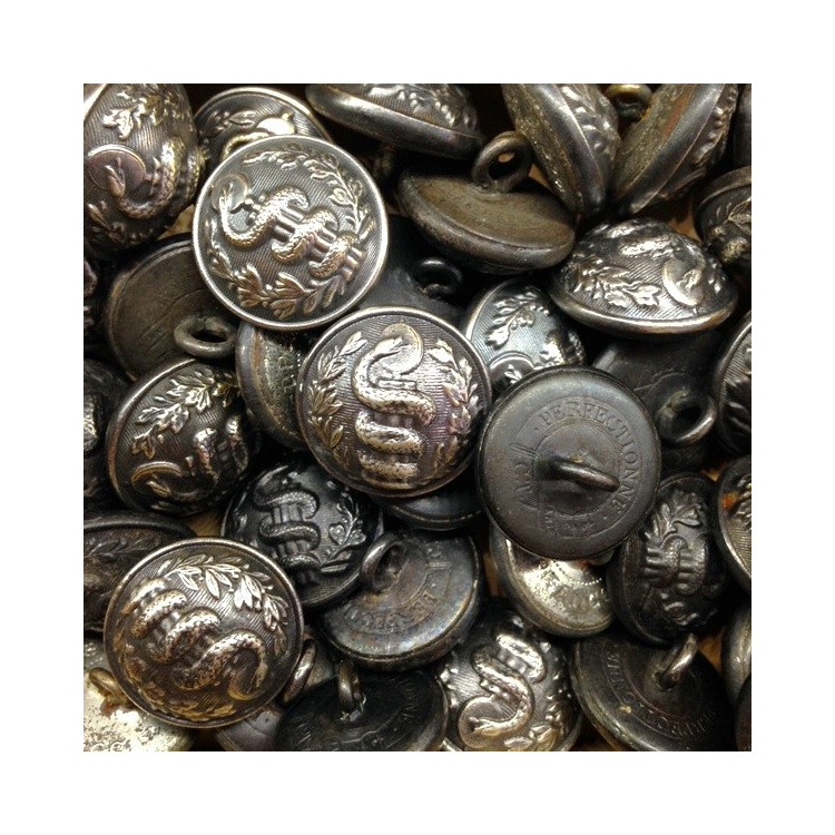 bouton médecin militaire ancien 1830 1850 1870 1900 caducée 22mm