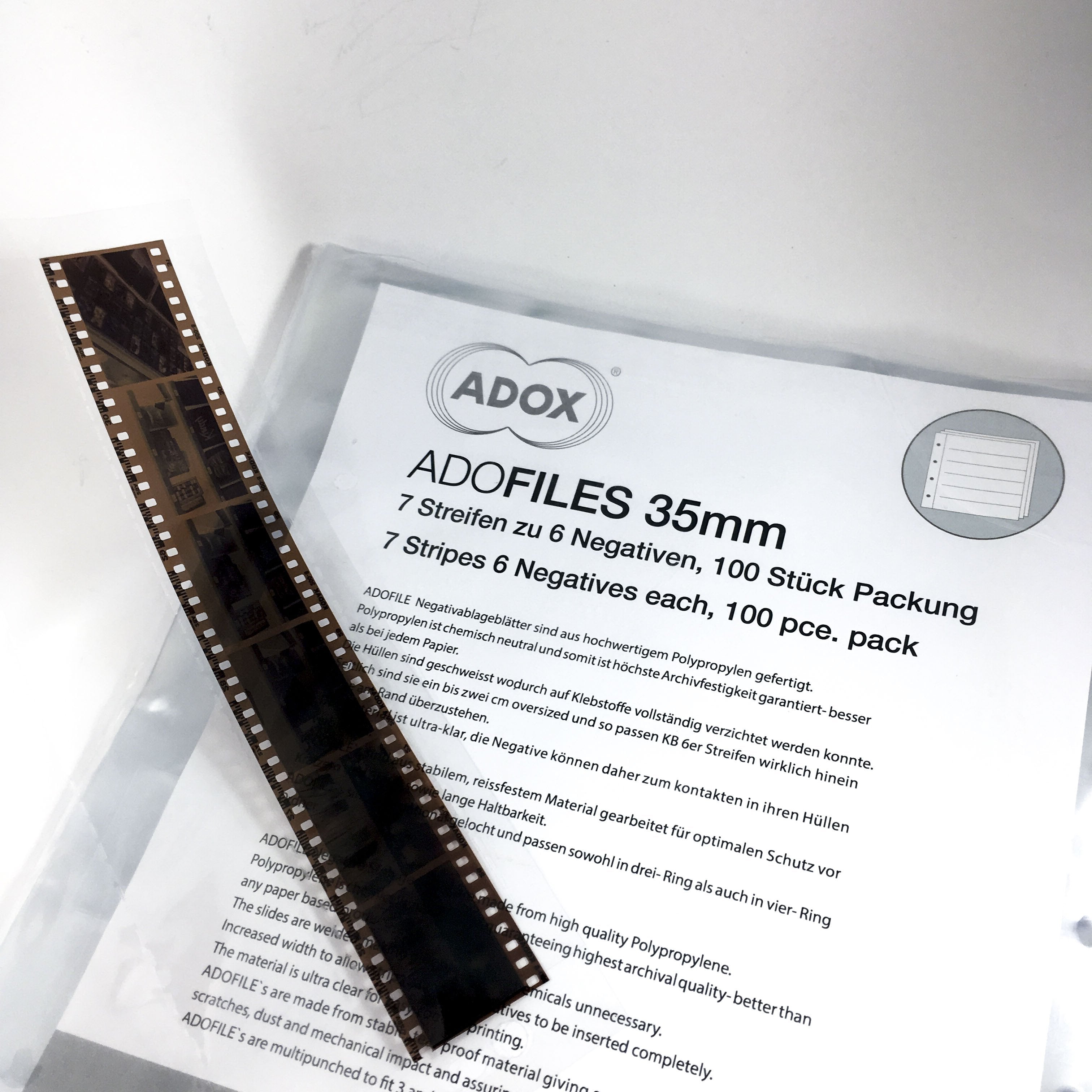 adox adofiles rangement négatif positif film 35mm polypropylène