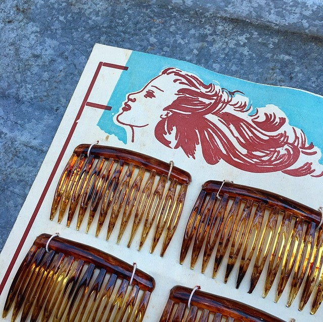 carte 6 barrettes plastique oyonnax femme qualité supérieure cheveux mercerie vintage 1950 paris mode