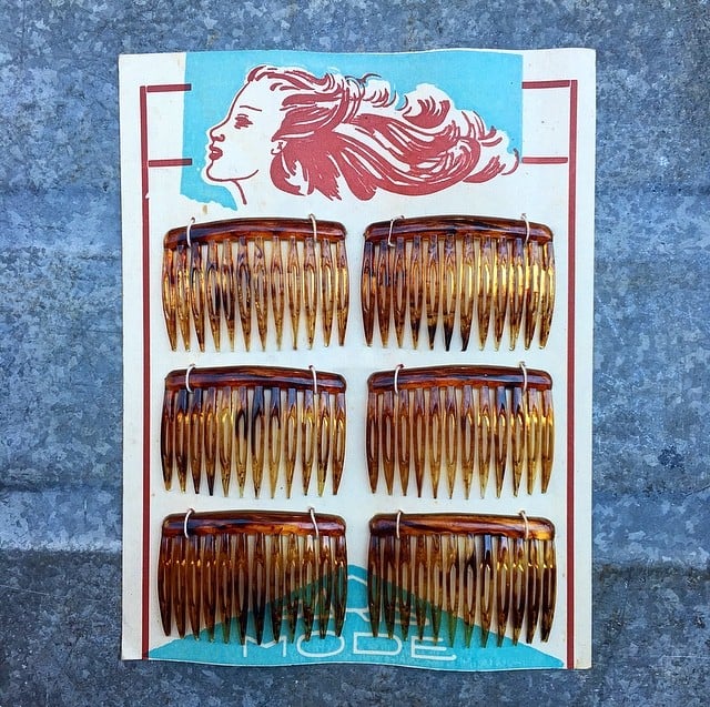 carte 6 barrettes plastique oyonnax femme qualité supérieure cheveux mercerie vintage 1950 paris mode