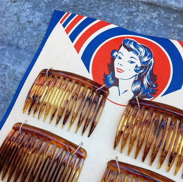 carte 6 barrettes plastique oyonnax femme qualité supérieure cheveux mercerie vintage 1950