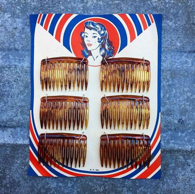 carte 6 barrettes plastique oyonnax femme qualité supérieure cheveux mercerie vintage 1950