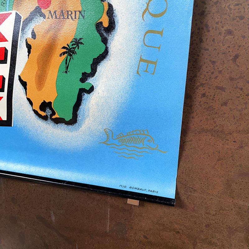 affiche ancienne papier rhum duquesne martinique ile publicité vintage illustration 1960 1970 alcool