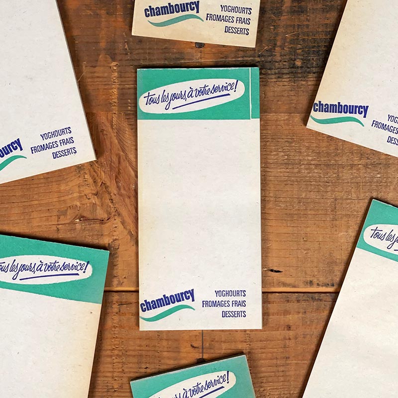 bloc notes ancien yaourt yoghourt chambourcy épicerie vintage 1960
