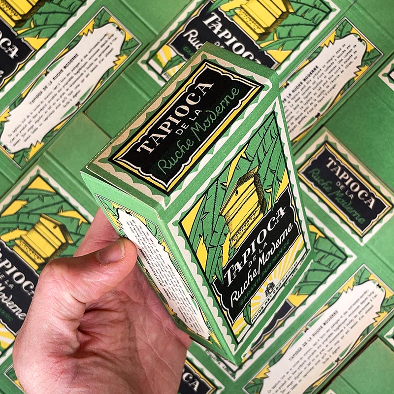boite en carton à monter d'une ancienne pharmacie 1930 tapioca de la ruche moderne pur manioc