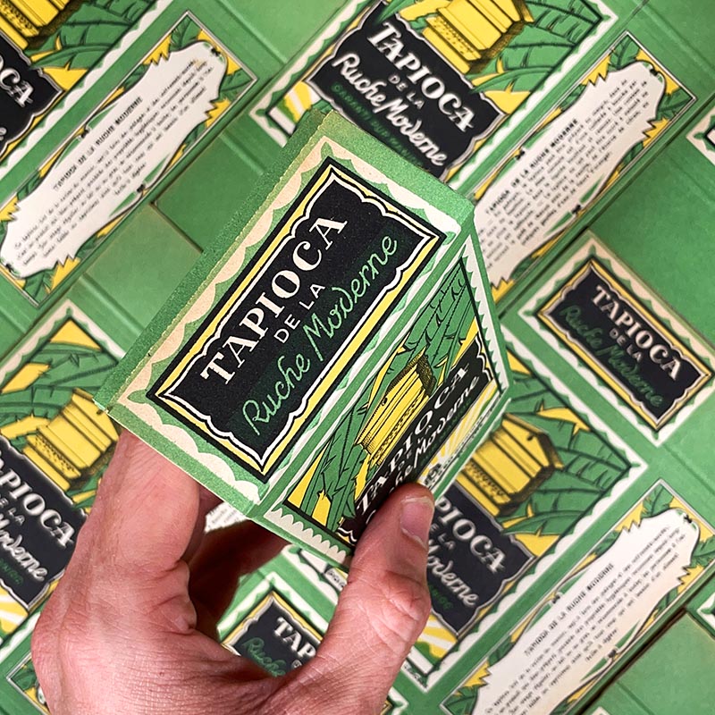 boite en carton à monter d'une ancienne pharmacie 1930 tapioca de la ruche moderne pur manioc