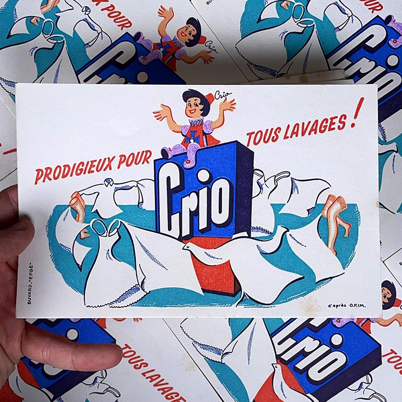 buvard publicitaire ancien vintage lessive crio 1950 1960