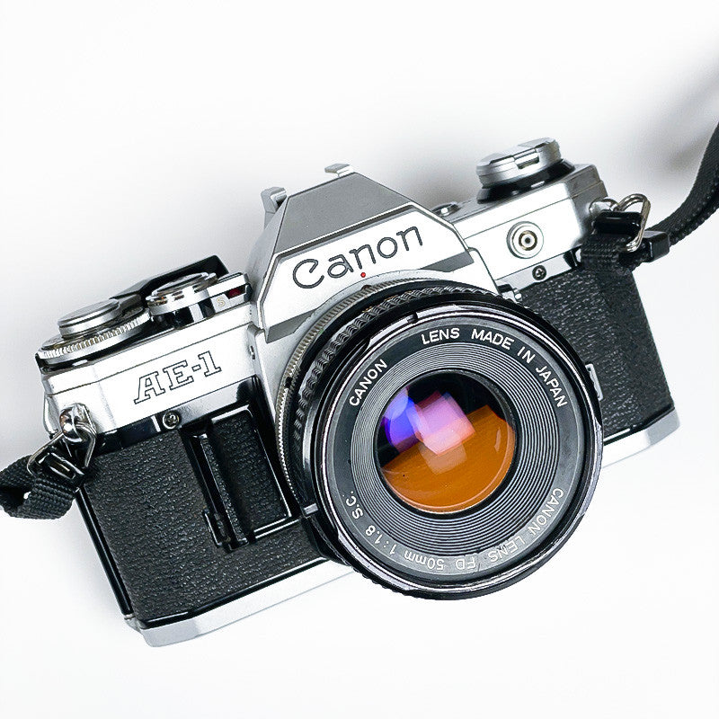 canon ae1 ae-1 reflex argentique 50mm 1.8 f1.8 35mm 135 fd chrome