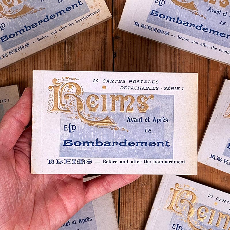 carnets cartes postales reims 1914 1918 avant après bombardements ancien vintage papier collection 1920