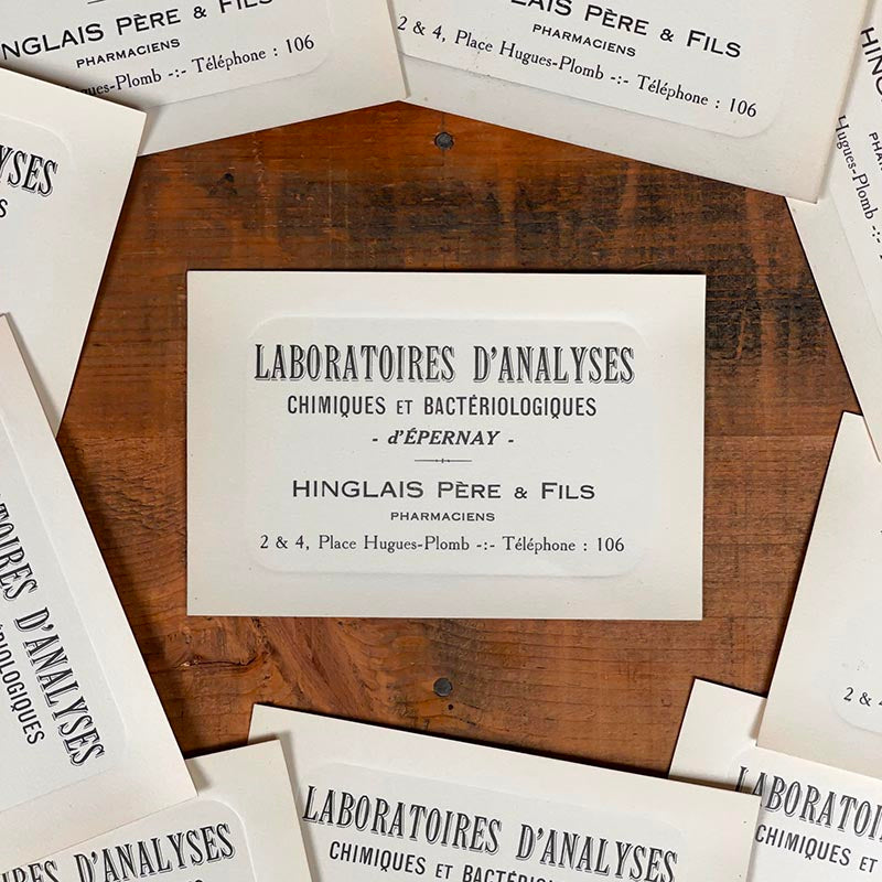 carte de visite laboratoires d'analyses anciens pharmacie hinglais reims epernay marne 1900 1920