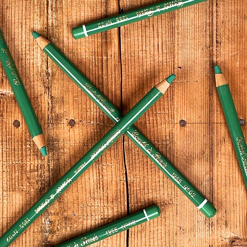 crayon à papier pastel conté gilbert ancien vintage 1355 n°2 vert