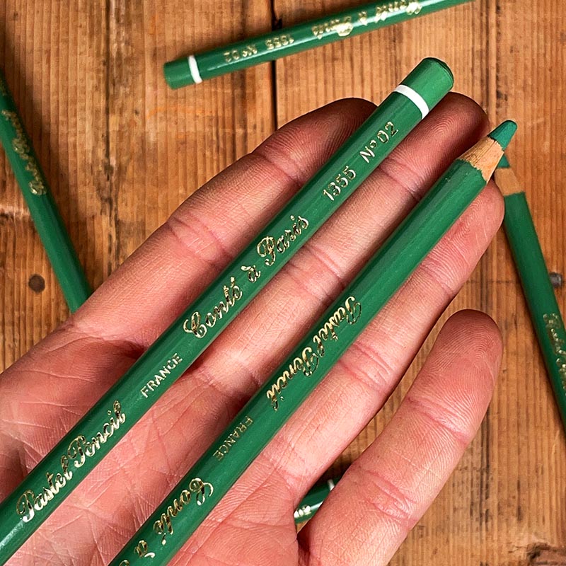 crayon à papier pastel conté gilbert ancien vintage 1355 n°2 vert