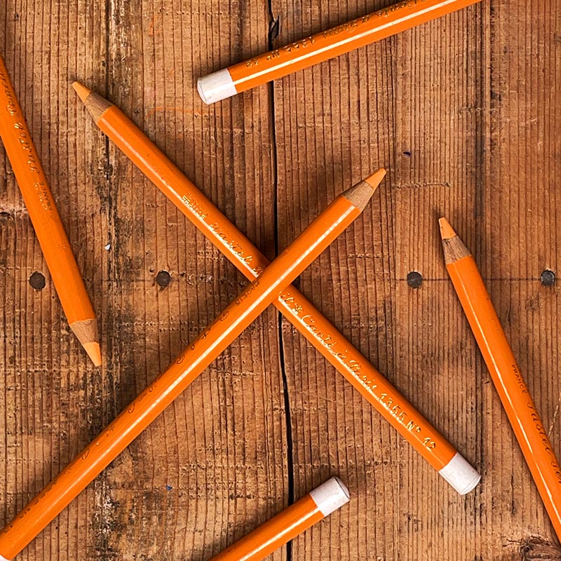 crayon à papier pastel conté gilbert ancien vintage 1355 n°12 orange