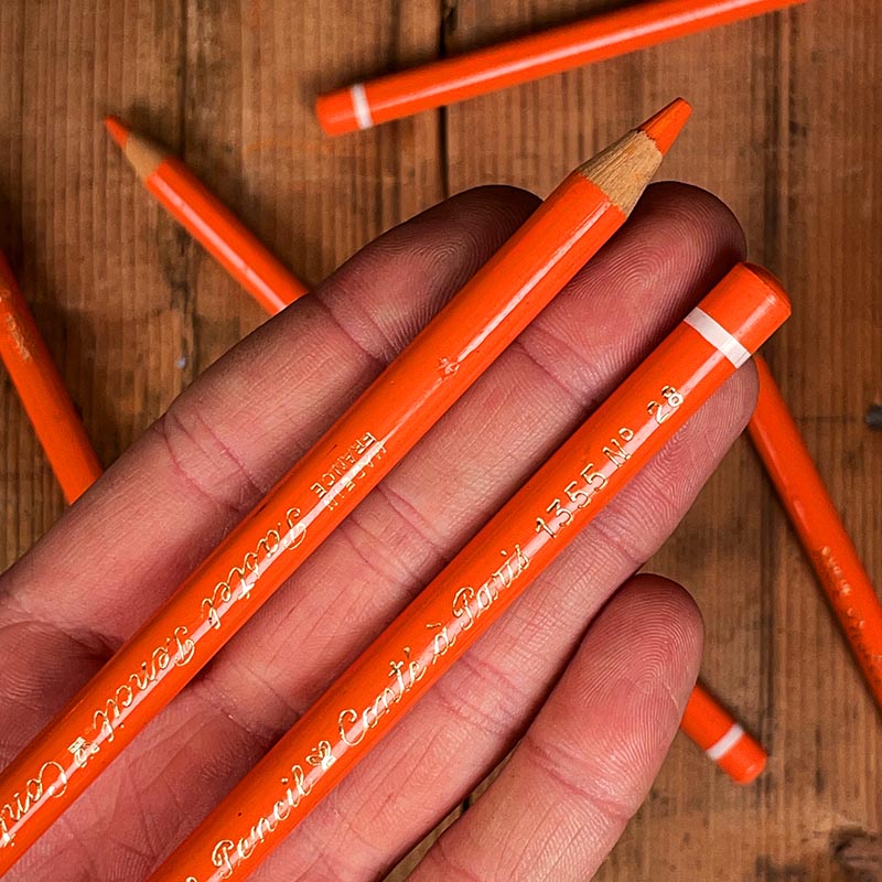 crayon à papier pastel conté gilbert ancien vintage 1355 n°28 orange