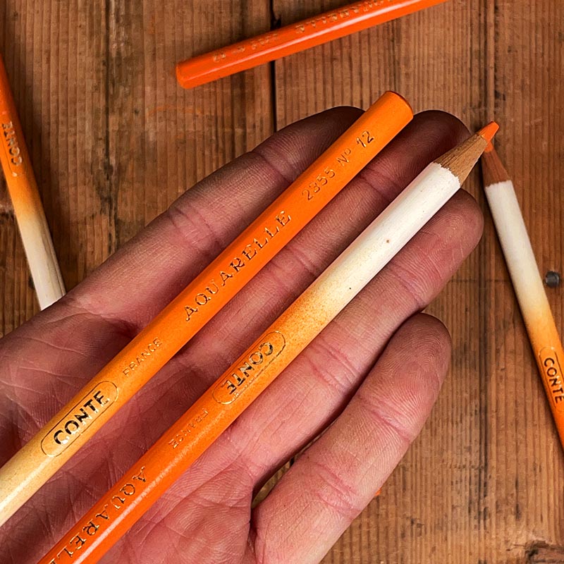 crayon à papier pour aquarelle Conté Gilbert orange 2355 numéro 12 ancien stock papéterie