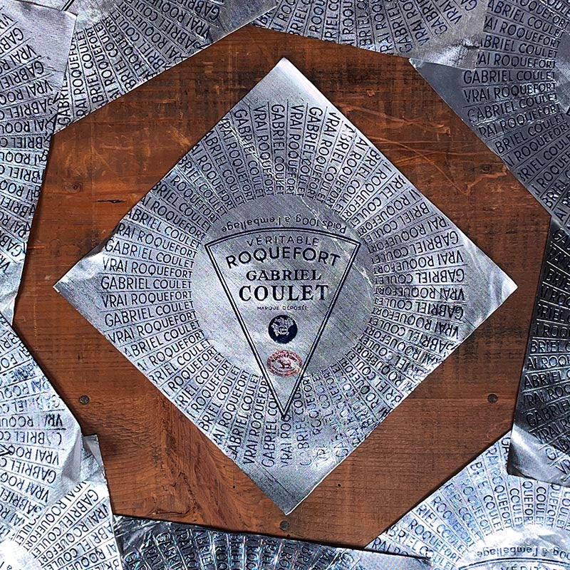 papier emballage fromage ancien vintage fromagerie 1950 1960 gabriel coulet véritable roquefort métallisé métallique