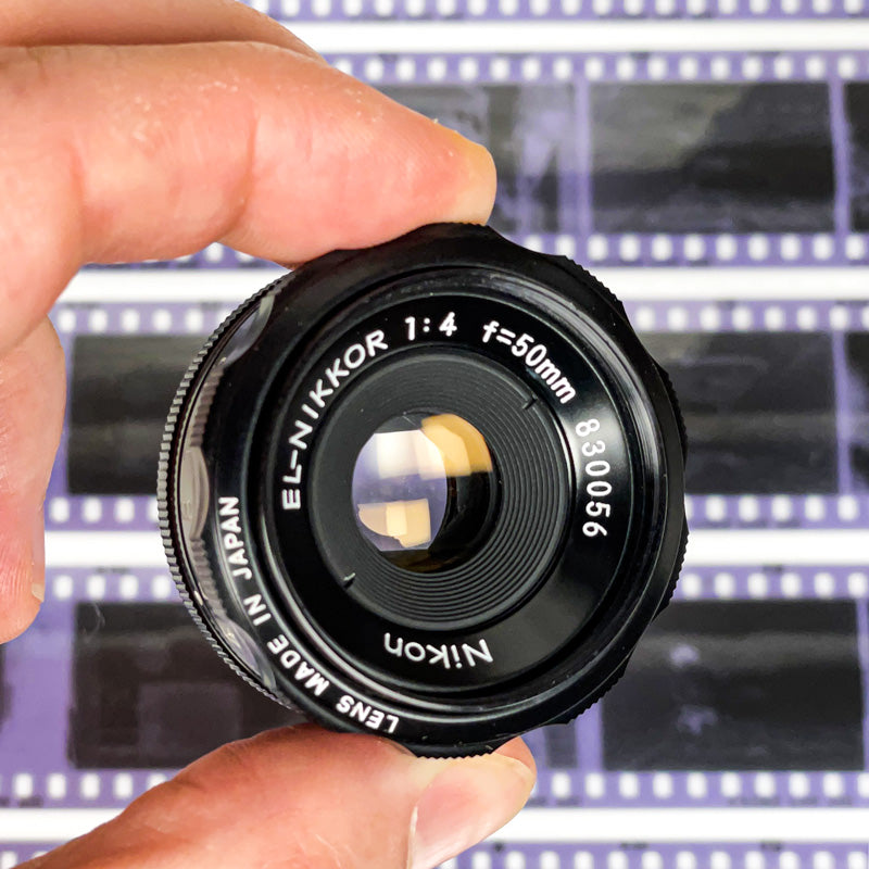 nikon el-nikkor 50mm 4 objectif agrandisseur tirage chambre noir papier négatif film pellicule argentique photo photographie labo laboratoire ancien vintage 24x36 35mm 135