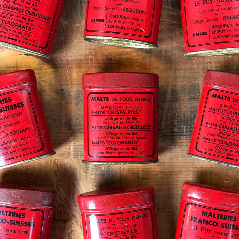 petite boite ancienne malteries franco-suisse malts bières rouge orge blé vintage 1950 1960