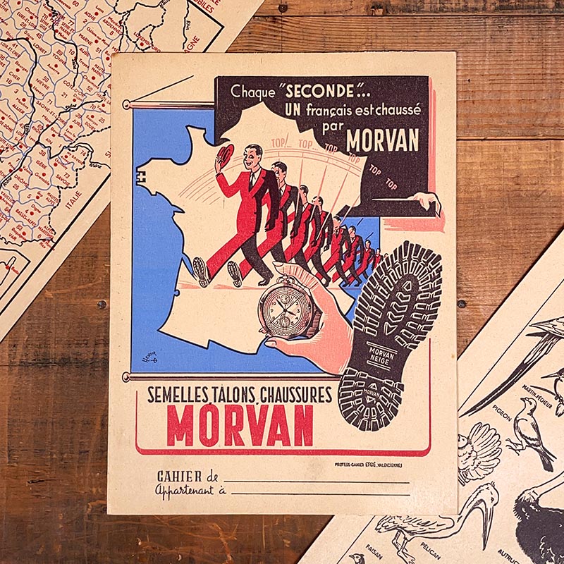 protège cahier ancien illustré couleur semelles talons morvan 1950 1960