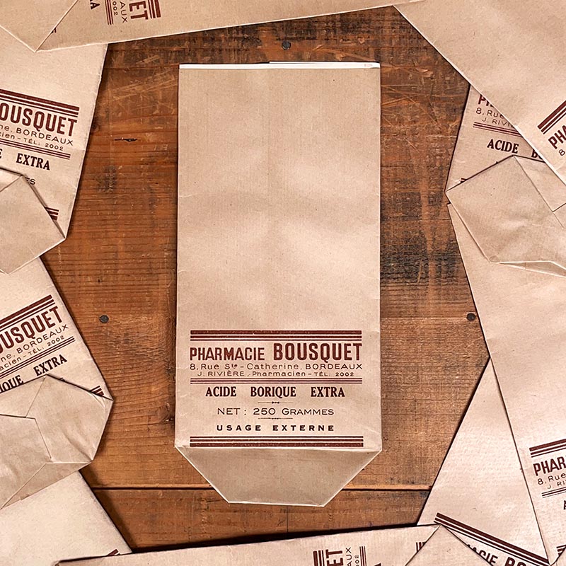 sachet ancien soufflet pharmacie bousquet bordeaux 1930