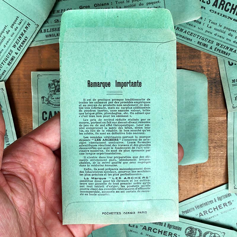 sachet ancien pharmacie hinglais reims epernay marne 1900 1920 canolaxine les archers chiens vétérinaire