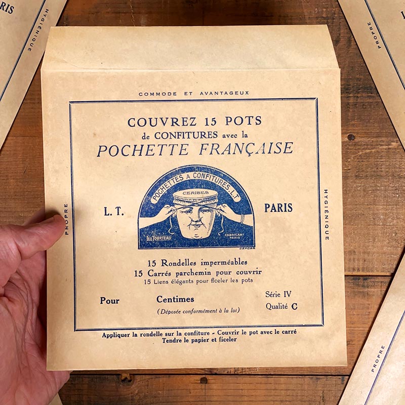 sachet pochette rondelles carrés pour pots de confitures emballage épicerie vintage 1930 1940