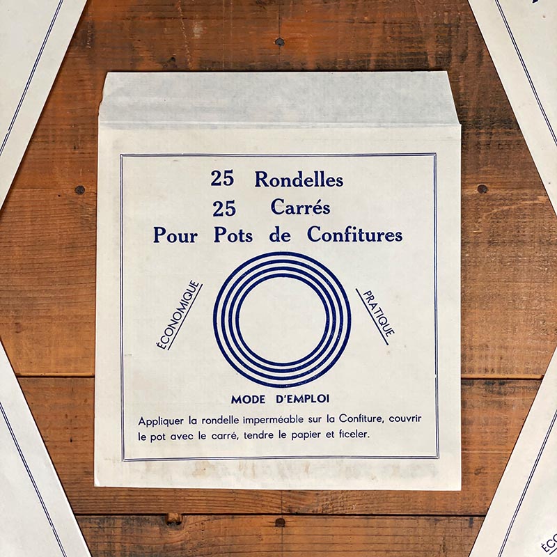 sachet pochette rondelles carrés pour pots de confitures emballage épicerie vintage 1950 1960