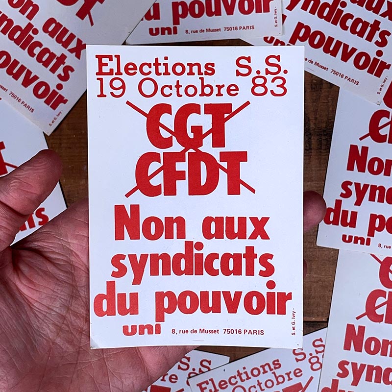 sticker autocollant élections sécurité sociale de 1983 cgt cfdt syndicat ancien ancienne