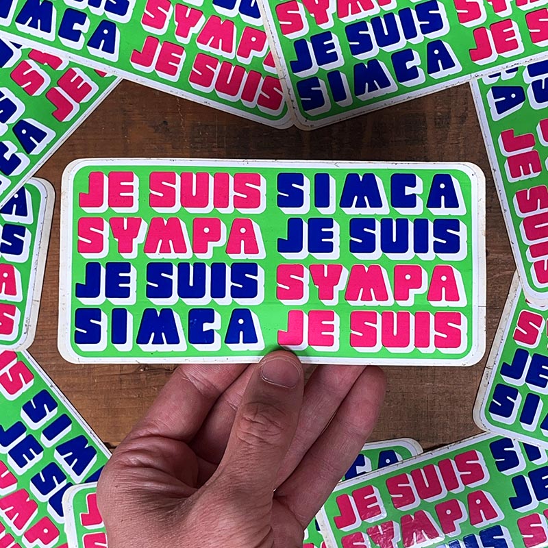 sticker autocollant ancien vintage 1970 voiture simca je suis sympa chrysler voiture ancienne ancien