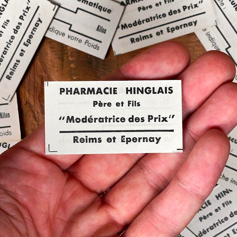 ticket de balance de pharmacie ancienne hinglais à reims epernay 1930 1940 1950 bascule automatique