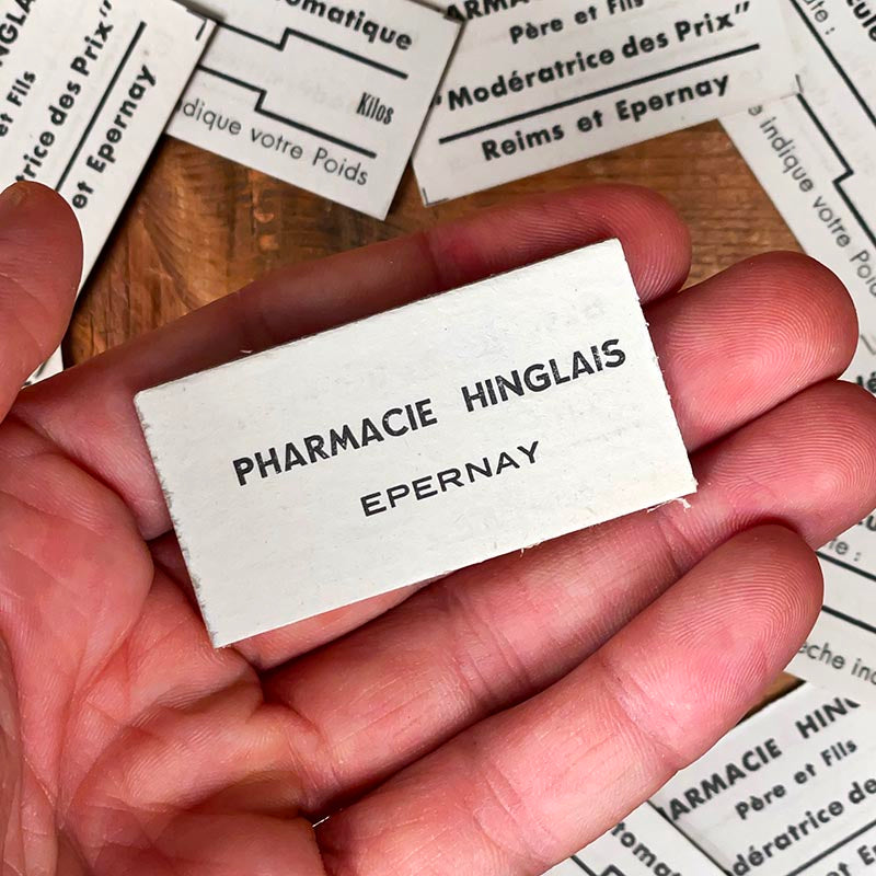ticket de balance de pharmacie ancienne hinglais à reims epernay 1930 1940 1950 bascule automatique