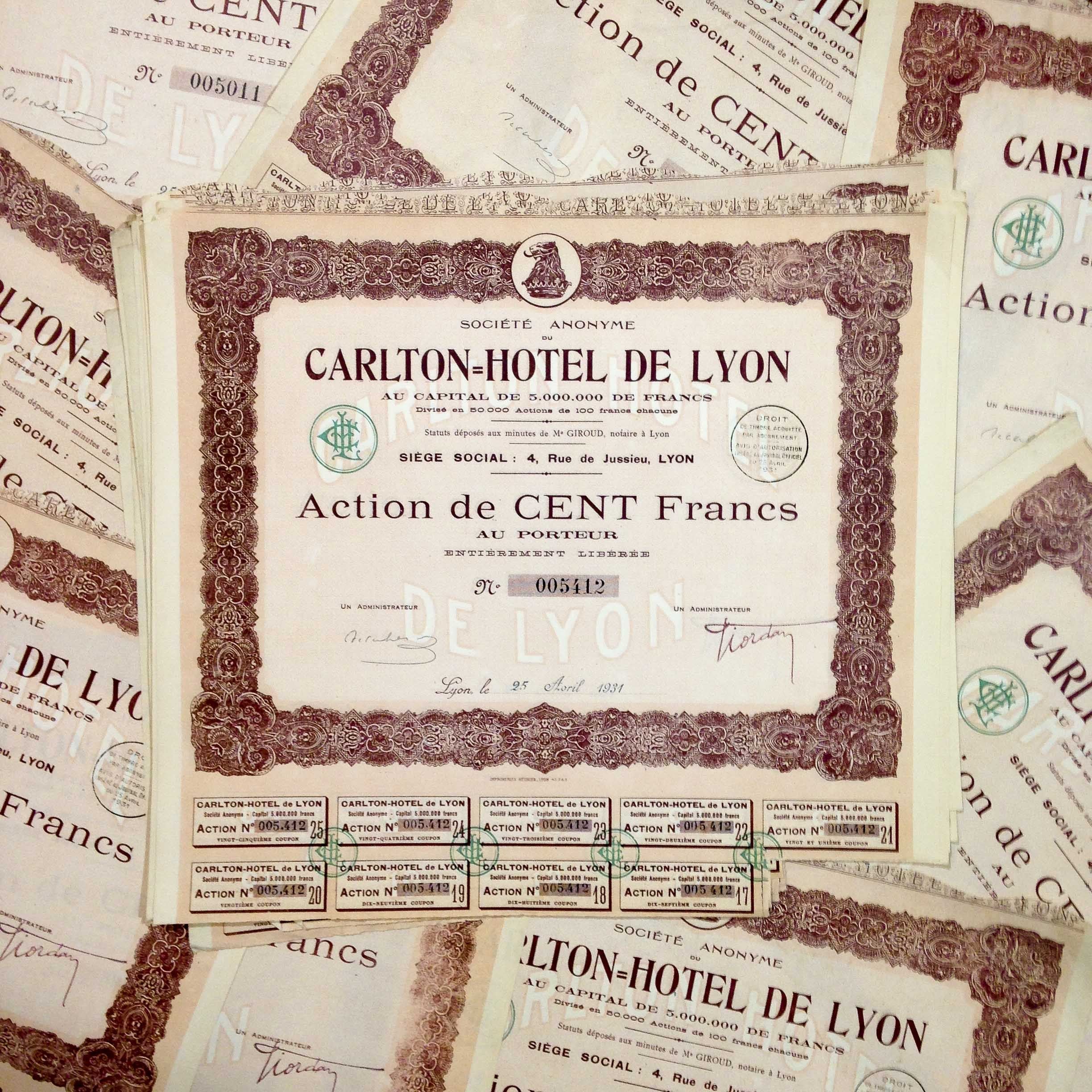 action artisanat ancien vintage carlton hôtel lyon imprimerie 1931