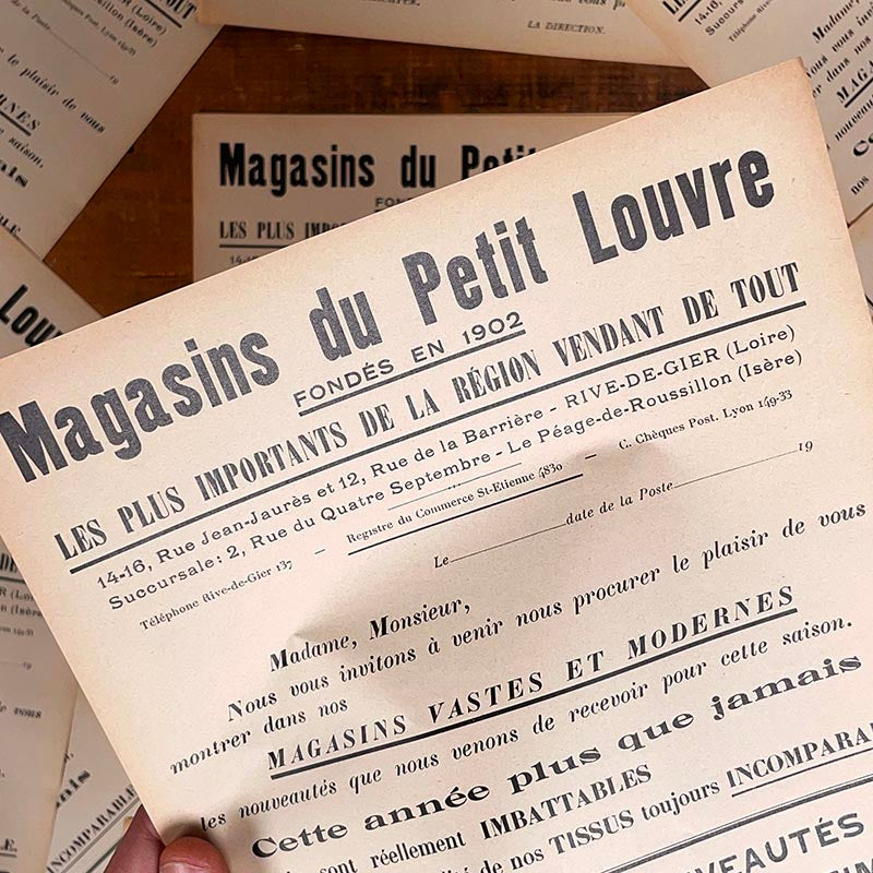 affiche ancienne en papier magasins du petit louvre rive de gier loire articles grand magasin 1910 1920 1930
