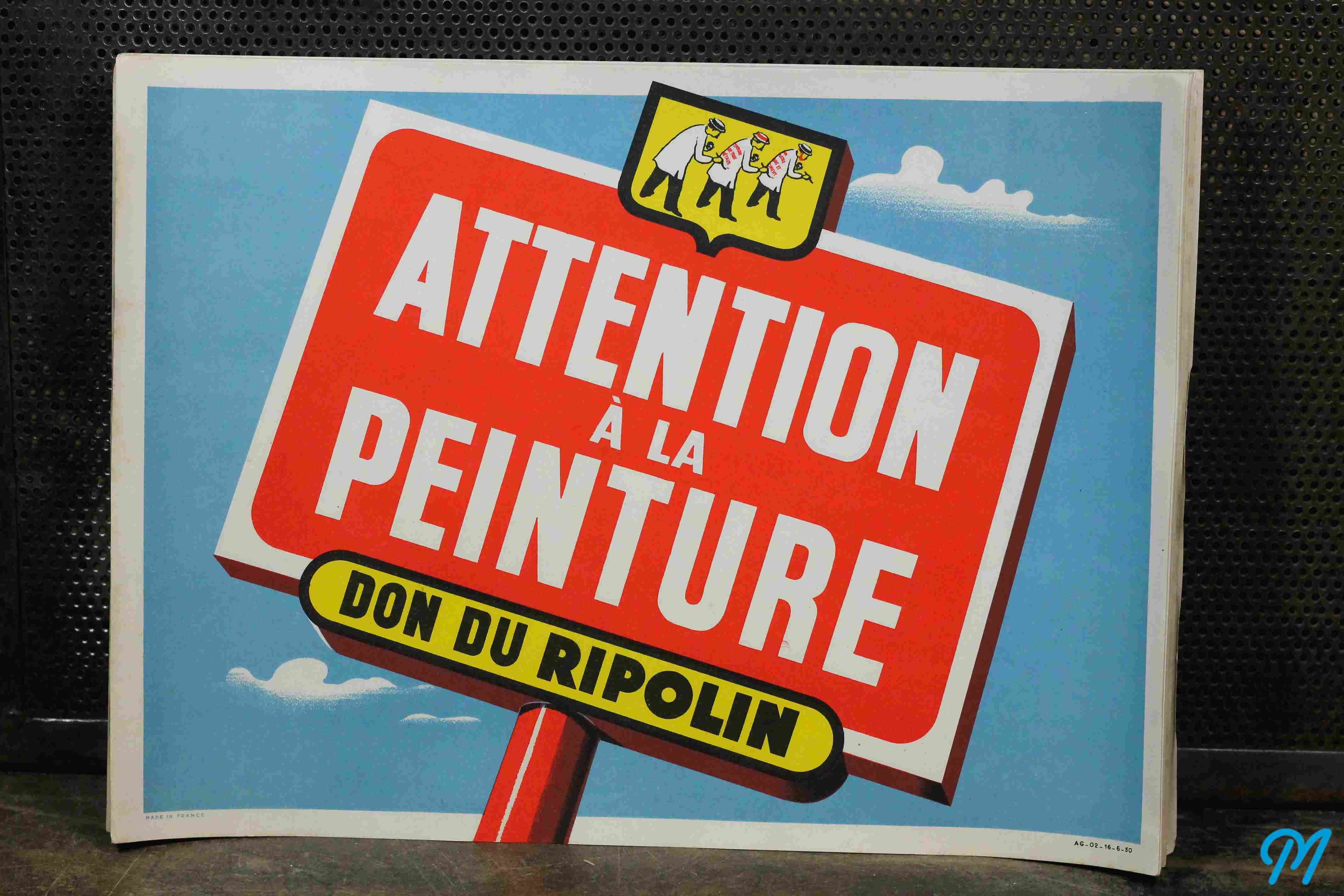 affiche ancienne papier ripolin peinture peintre attention à la peinture vintage