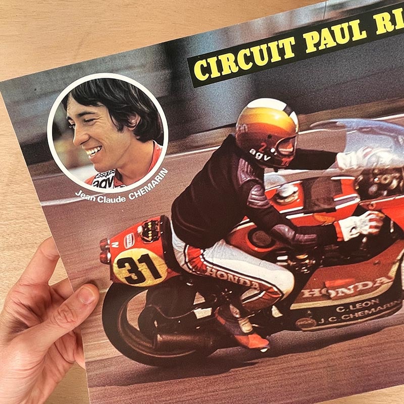 affiche circuit paul ricard jean claude chemarin honda championnat du monde 1977 sport vintage photo course moto de vitesse