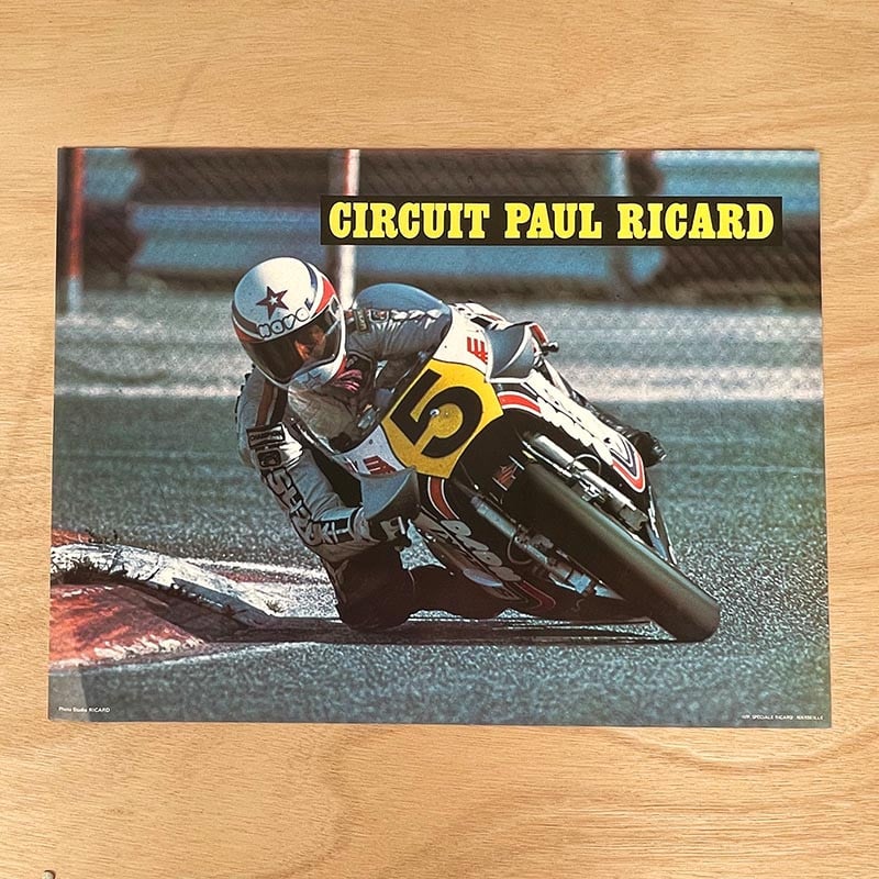 affiche circuit paul ricard pilote championnat du monde 1976 suzuki sport vintage photo course moto