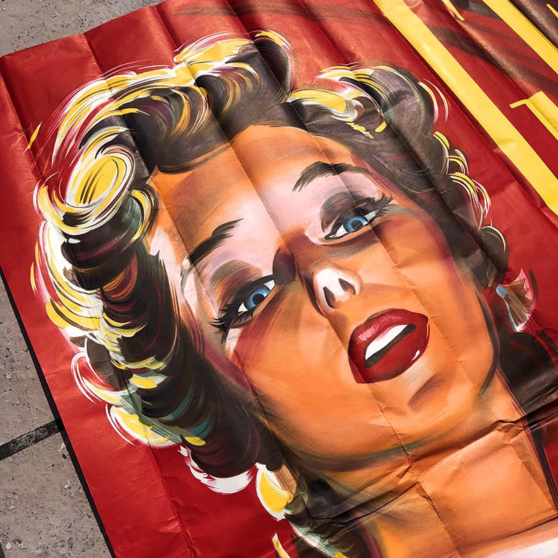 très grande affiche publicitaire gel cadoricin rouge femme 1950 publi service paris scad affichage femme