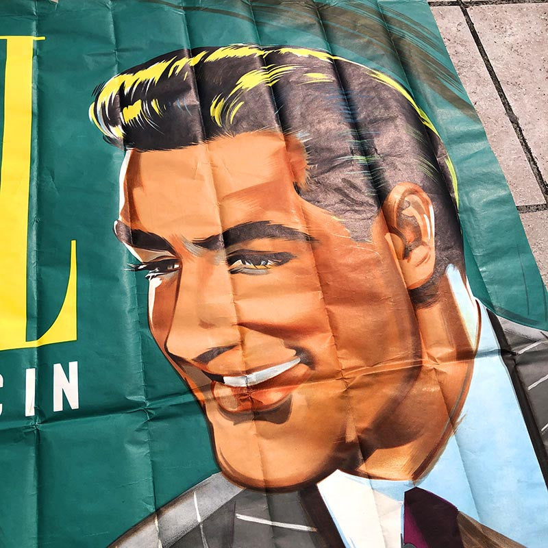 très grande affiche publicitaire gel cadoricin vert femme 1950 publi service paris scad affichage homme