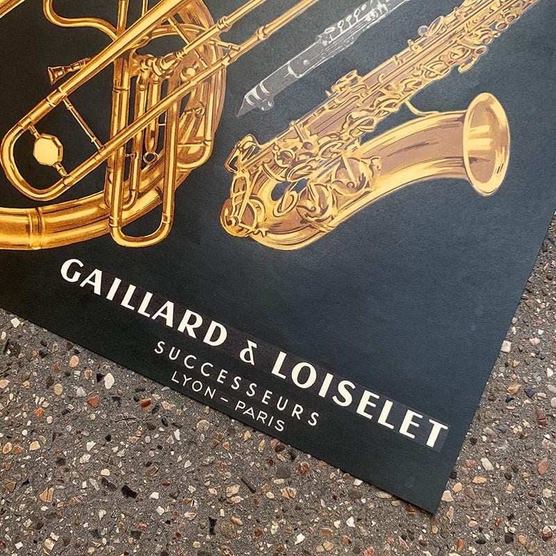 affiche ancienne de luthier vents bois cuivre pelisson lyon paris saxophone hautbois 1920 1930 musique instrument fabricant