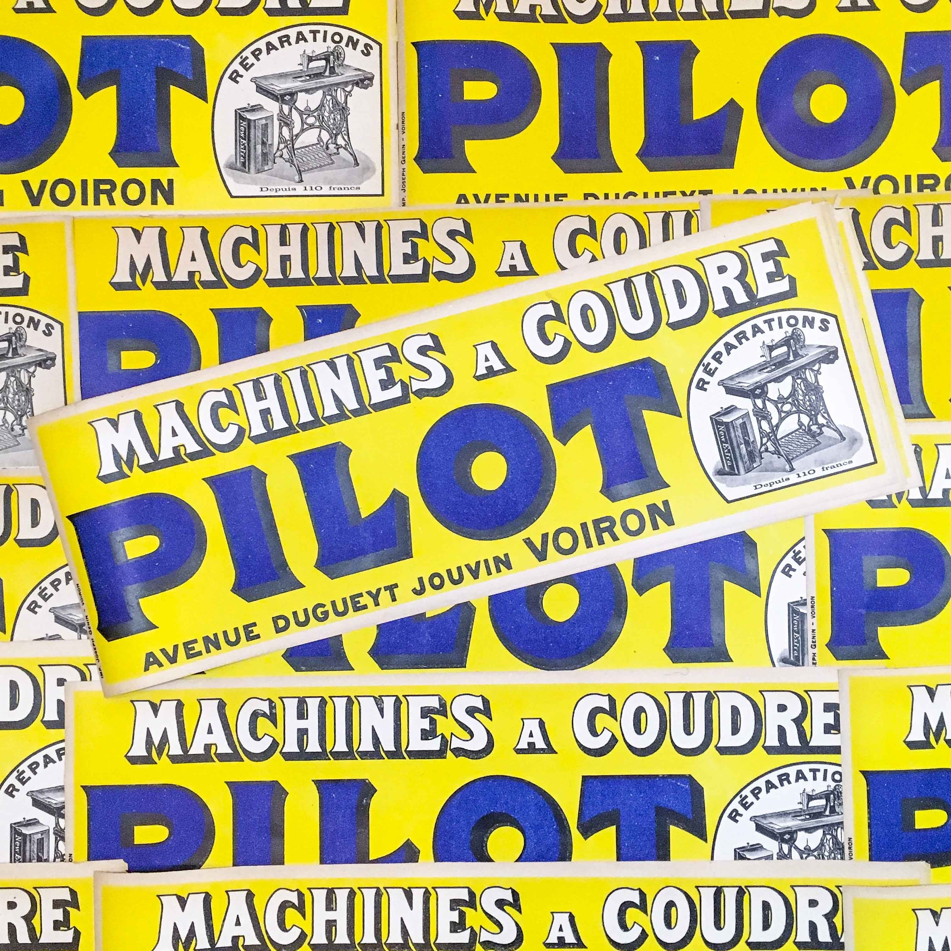 pilot affiche papier imprimerie mercerie machine à coudre ancien vintage 1930